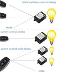 12V DC Wireless Relay Module 1 Channel 433 MHz RF Remote Kit For Doors And Lights With Receiver, Easy No Fuss Toggle Or Momentary Delay Switch, 164ft Range, Includes 2 Relays And 4 Remotes controlling lamps