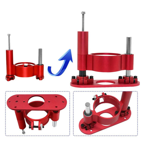 Dead Nuts Accurate Manual Router Uplift System For Kickass Diy Shop Builds Heavy Duty Aluminum red crank tower with adjustable height.