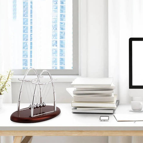 Newton Cradle Desk Toy With Clinking Pendulum Balls Calming Stress Relief For Home Office Decor Educational Gift