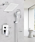 Polished Chrome Shower System With Wall Mounted Rainfall 8 Inch Shower Head And Handle Set Includes Rough In Valve Body And Trim Kit