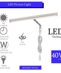 14 Inch Picture Light With Integrated LED 3000K Warm White 4W (40W Eqv) Metal Wall Mount Artwork Display Light CRI90 Brushed Nickel