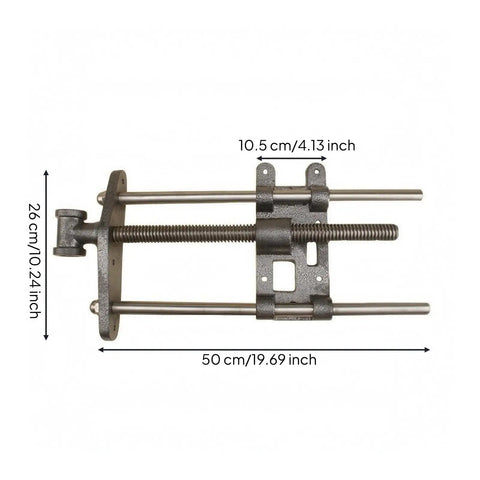 Heavy Duty Carpentry Bench Vise With Manual Threaded Screw For Tightening Workpieces During DIY Cutting Or Sanding And Assembly Projects In Your Workshop, 50 cm long, steel body