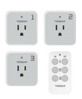 Plug And Play Remote Control Outlet Kit With Three Outlets And One Remote For Indoor Lamps, String Lights, And Small Appliances