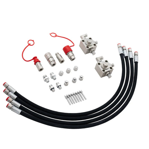 Two Pack 3 Way Hydraulic Diverter Valve Kit For 1 To 2 Ton Mini Excavators With 31 Inch Hoses Quick Connectors Auxiliary Connector And M14 Hose Attachments For Easy Attachments Upgrades