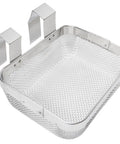 Premium Universal Fit Stainless Steel Fine Mesh Ultrasonic Cleaner Basket For Small Parts And Jewelry, heavy duty design, 5x4x1.75 inches.