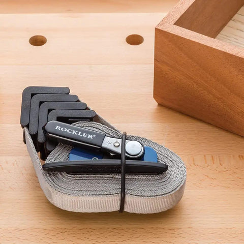 Band Clamp Accessory Kit with plastic boot and rubber retainer strap for 1 x 15 band clamp and older clamps on wooden table