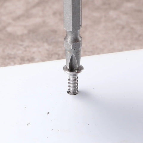 Number Ten By One And A Half Inch Sheet Metal Screws, 410 Stainless Steel Flat Head Self Tapping Tek Screws being installed on metal