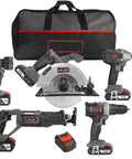 20V Max Brushless Cordless Combo Kit with Li Ion Battery five tool set and carry bag for drilling, driving, and impact work