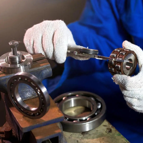 Gloved technician inspecting 681XZZ Deep Groove Ball Bearings Double Shielded Chrome Steel Z2 Quiet ABEC 1 in workshop setting