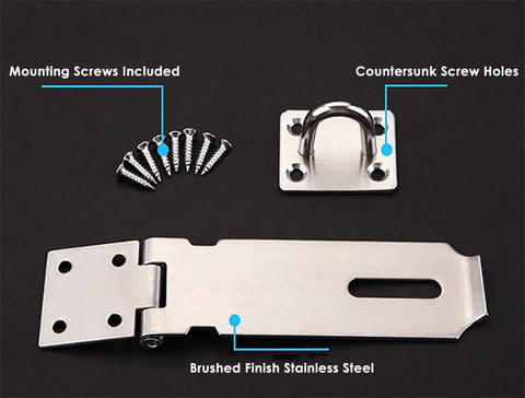 Heavy Duty Stainless Steel Hasp And Staple With Screws For Doors Gates Cabinets Pet Cages Crates Shed And Windows Built Tough