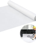 Heavy Duty Polyester Roof Reinforcement Fabric 40X162 Ft White, roll and installation on flat roof.