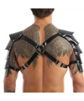 Back view of Men's Medieval Viking Gladiator Armor Set With Shoulder Pauldron Bracers Arm Guards Belt One Size Adjustable For Cosplay And LARP