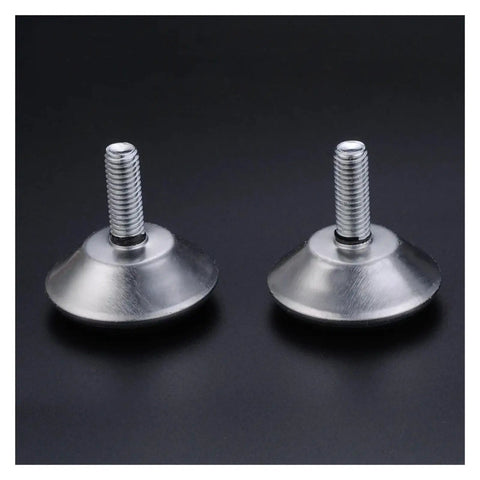 Close-up of 4 Pack Adjustable Furniture Legs with Anti Slip Bases, Steel Construction, M8 and M10 Screws, 13mm-27mm Height Range