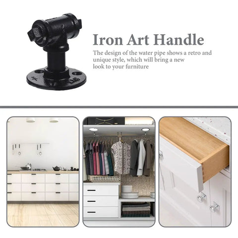 Retro Style Iron Water Pipe Cabinet Handle Set 2 Pack Industrial Wardrobe Pulls For Rustic Drawers And Farmhouse Doors Durable Iron Hardware For Open Plan Kitchens And Farmhouse Decor