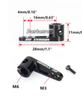 Dimensions of black 2 Pack 25T Servo Horn Aluminum Steering Arm Replacement For Futaba Savox Power HD Servos shown