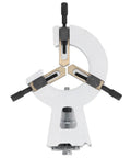 Rock Solid Mini Lathe Steady Rest Featuring Built Tough Metal Center Support for smooth woodturning and precision machining, shown from top view.