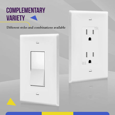 Gloss Finish Decorator One Gang Light Switch And Receptacle Wall Plate Mid Size 4.88 x 3.11 Inches Polycarbonate Thermoplastic UL Listed