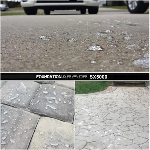 Tough As Nails Silane Siloxane Concrete Sealer 5 Gallon on pavers showing water repellent surface and moisture beading.