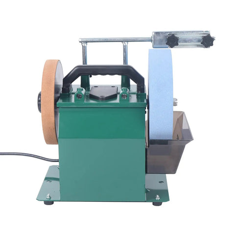 Tough As Nails 110V Water Cooled Grinder With 10 Inch Sharpening Stone, heavy-duty green machine with two wheels.