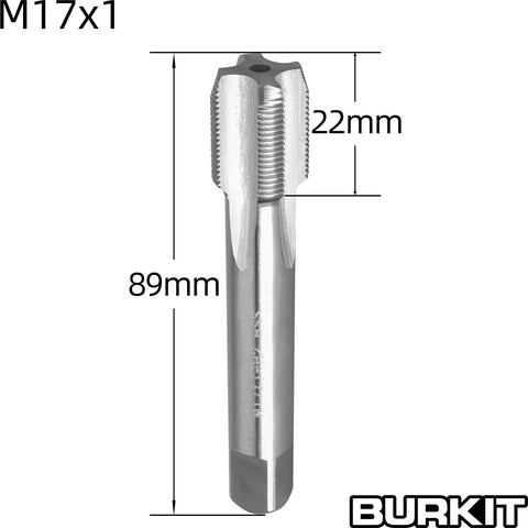 Pro Grade M17 X 1 Tap And Die Set For Right Hand Machine Threads, tap with 17mm diameter, 89mm length, 1mm pitch, in high speed steel