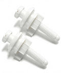 Heavy Duty Toilet Seat Screws Replacement Kit With Universal Bolts And Plastic Screw Cover Caps For Standard And Elongated Toilets No Sweat Bathroom Hardware Refresh, white plastic bolts and caps.
