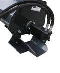 Close-up of Beefy 72 Inch Rotary Tiller For Skid Steer Hydraulic Attachments Cultivator showing durable metal components