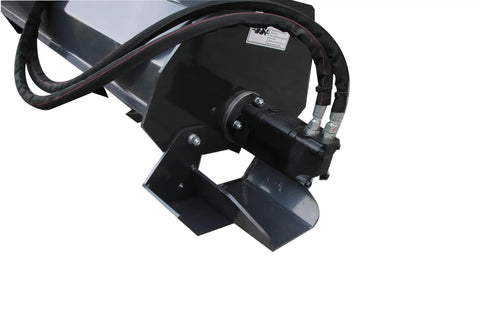 Close-up of Beefy 72 Inch Rotary Tiller For Skid Steer Hydraulic Attachments Cultivator showing durable metal components