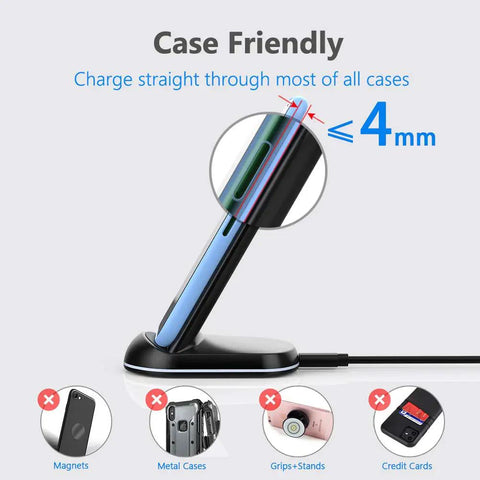 Slick Wireless Charging Stand With Three Charging Modes Seven Point Five Watt And Ten Watt supporting 4mm case thickness