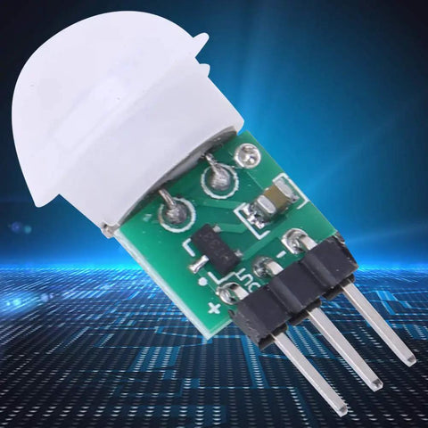 Mini Infrared Motion Sensor Module AM312 For DIY Projects, High Sensitivity Body Sensor With Digital Output, Detects Human Movement, DC 2.7V To 12V, Perfect For Home Automation And Smart Gadgets. compact green PCB with white dome and 3-pin header