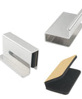 2 Pack 1.6 Inch Glass Finger Edge Pull Handle For Display Cabinets And Window Doors Polished Chrome Clip No Drill Installation