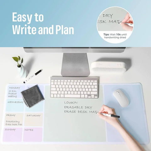 Erasable Desk Pad 32x14 Inch Three In One Mouse Pad And Planning Whiteboard For Your Desk with markers and cleaning cloth
