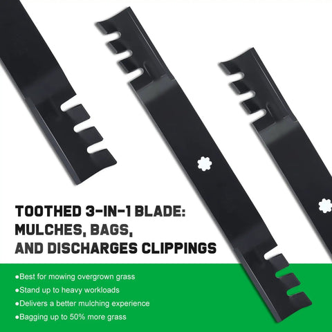 42 Inch Mulching Mower Blades For 7 Star Mounting Pattern Replacement Blades 42 Inch Deck Riding Lawn Tractor Easy Install Heavy Duty Cut