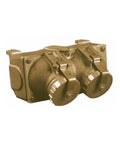 Tough As Nails Brass Wall Receptacle With Integrated Rotary Switch, dual socket design for 15 or 20 Amp draw, weatherproof wall outlet.