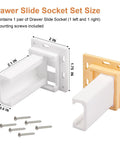 Easy Fit Drawer Slide Socket Set For Cabinets And RVs, Fits 1 Inch Drawer Slides with mounting screws, includes left and right sockets