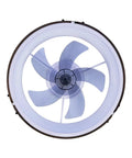 20" Walnut Flush Mount Ceiling Fan with LED Light, 6 Speed Reversible Quiet DC Fan Light Fixture, top view of fan blades.