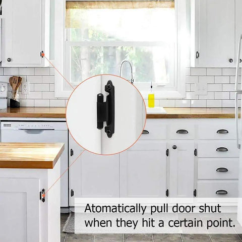 Matte Black Overlay Cabinet Door Hinges Set For Half Inch Overlay SelfClosing Hardware details in white kitchen