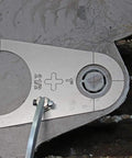 Close-up of Plasma Stencil Circle Cutter Guide Kit 5 Piece Set With .580 Inch Circle Sizes And 10 Hole Sizes showing 2 1/2 inch cut