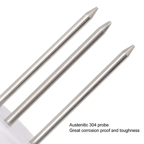 Close-up of austenitic 304 probe for Plant Monitor Soil Test Kit for Indoor Outdoor Gardens, Bluetooth and Zigbee Smart Plant Sensor.