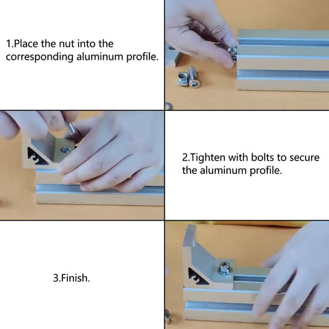 Step-by-step installation of Drop-In T-Nut 1/4-20 Threaded Steel for Aluminum Extrusion Profiles and Rails Fits 15 and 40 Series T-Slot
