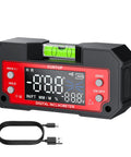 Dual Axis Digital Angle Finder with LED display and USB-C charger, for woodworking and table saw setup, magnetic base