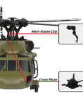 Replacement Rotor Clip Set For WLtoys K170 K270 Black Hawk RC Helicopter showing main blade clip and cross plate features.