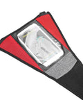 Elastic Bike Sweat Band With Attachments For Indoor Cycling Trainer Black Mesh Denim 56x21cm With Handy Phone Pocket Fits Up To 5.5 Inch Phone Keeps Sweat Off Your Screen And Your Bike Finish showing phone pocket with smartphone inside on top