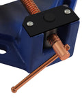 Close-up of Heavy Duty 4 Inch Cast Iron Welders Angle Clamp Set showing jaw and screw mechanism for precise fittings