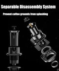 Slick Embedded Black Coffee Knock Box With Detachable Liner For Quick Puck Dumping And One Hand Cleanup Ideal Barista Essentials For Home Cafe Crews That Guarantee Zero Hassle Daily Espresso Setup disassembled parts showing separable disassembly system.