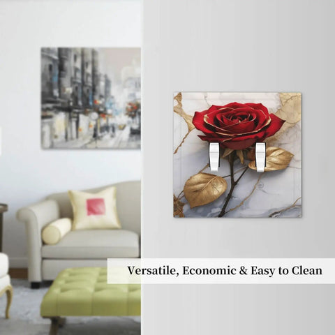 Vintage Red Rose Marble Toggle Plate Cover Built Tough With Rugged Abs To Dodge Scratches Keeps Walls Looking Sharp in living room.
