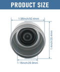 Front view of metal trailer axle dust cap cup grease cover with rubber seal; outer diameter 1.98 inches.