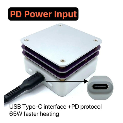 65W Mini Hot Plate SMD Preheater Soldering Desoldering Rework Station For PCB Boards LED Strip Repair Tool with USB Type-C input