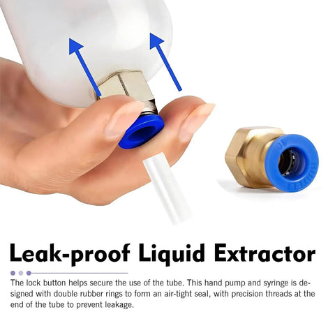 Heavy Duty 200Cc Manual Oil Extractor Pump With Two Spare Tubes To Pull Brake Fluid Or Drain Engine Oil And Swap Coolant Fast Keep Your Car Running Sweet And Tackle Maintenance With Zero Sweat Tonight - close-up of leak-proof design and locking mechanism.