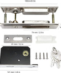 6.3 Inch Privacy Pocket Door Lock With Key Recessed Sliding Door Mortise Lock kit components on white background