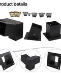Slanted Roof Pergola Bracket Kit With 15 Degree 3 Way And Single Direction Wall Mounts Black Steel Brackets for 3.5 inch wood posts.